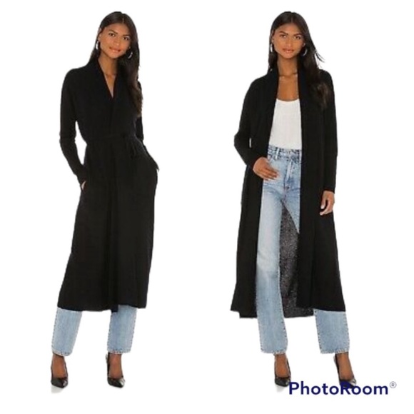 360 Cashmere Teagan Cashmere Blend Long Cardigan Duster, Black - Picture 1 of 3